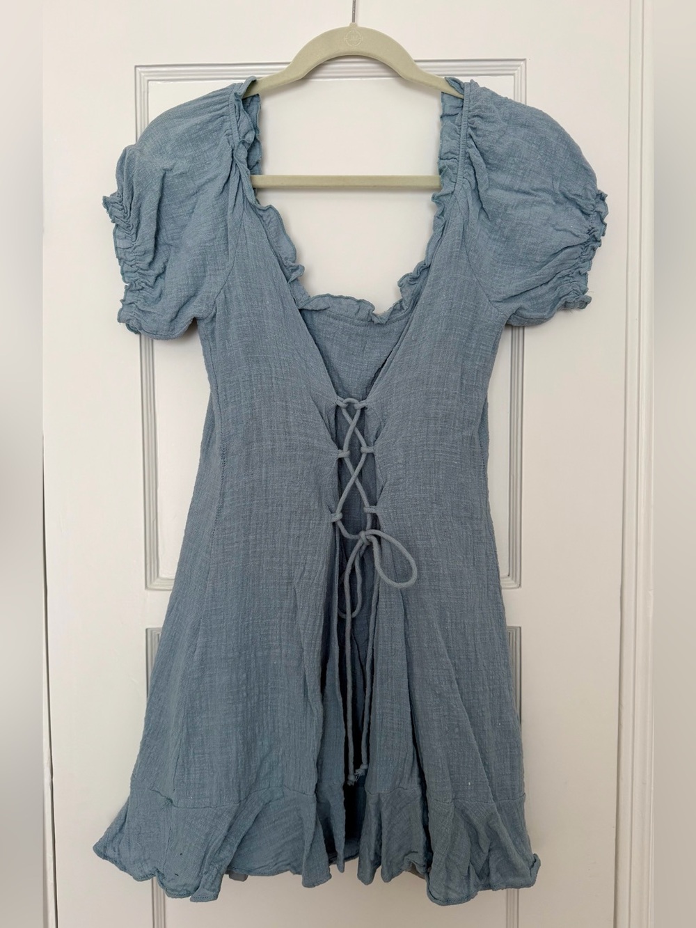 Urban Outfitters Crinkle Peasant Dress with Lace Up